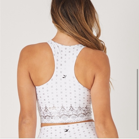 Glyder Lacey sports Bra White Wildflower Lace Print SZ XS NWT!